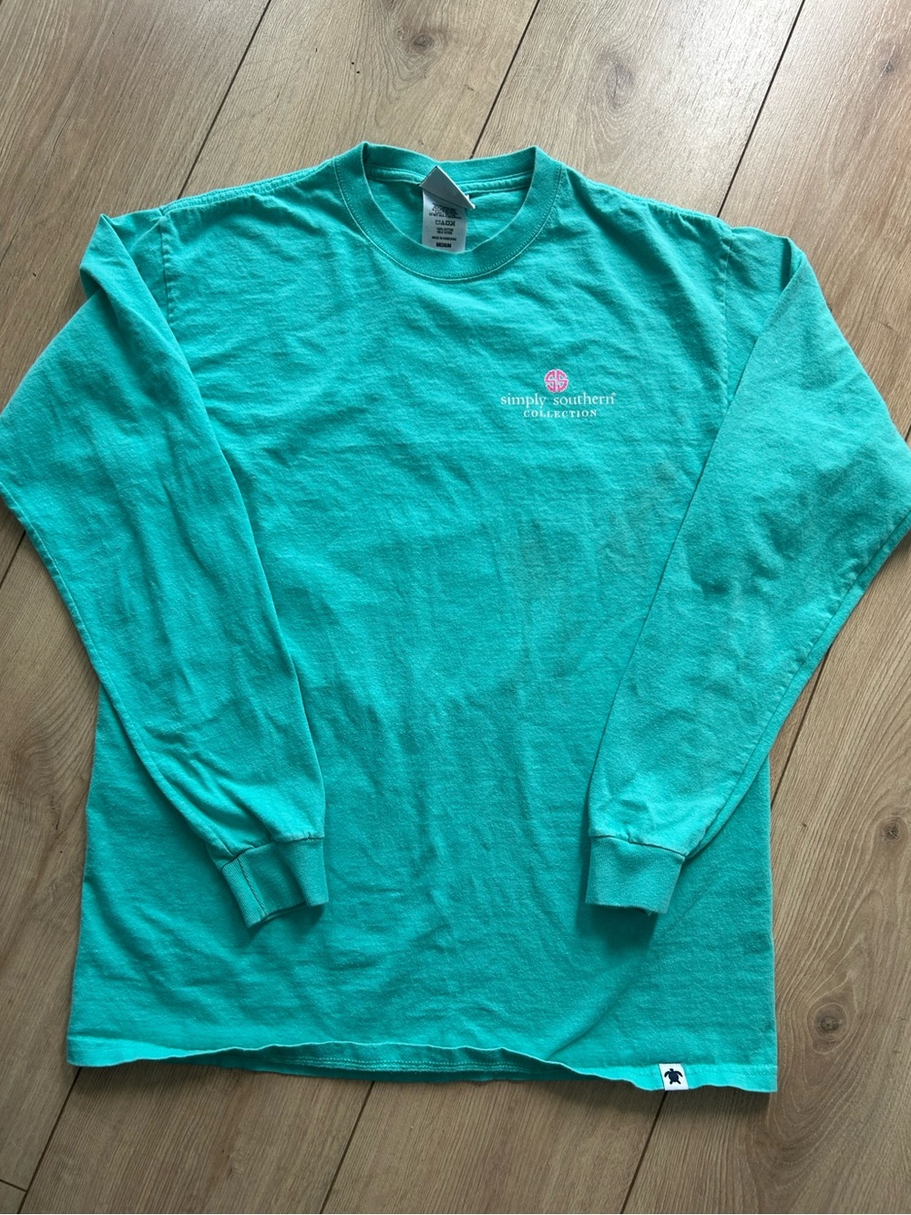 Simply Southern Teal Logo Tee with Pink Accent - Picture 2 of 4